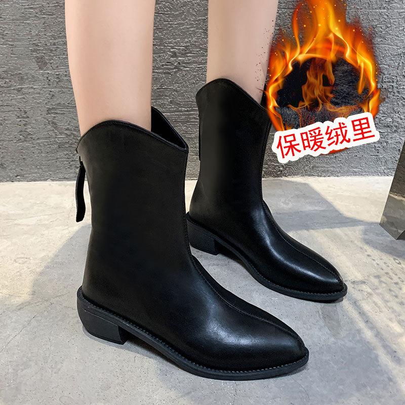 Pointed Martin Boots Women's New V-mouth Western Cowboy Spring and Autumn Single Boots Summer Thin Short Boots Women's Small