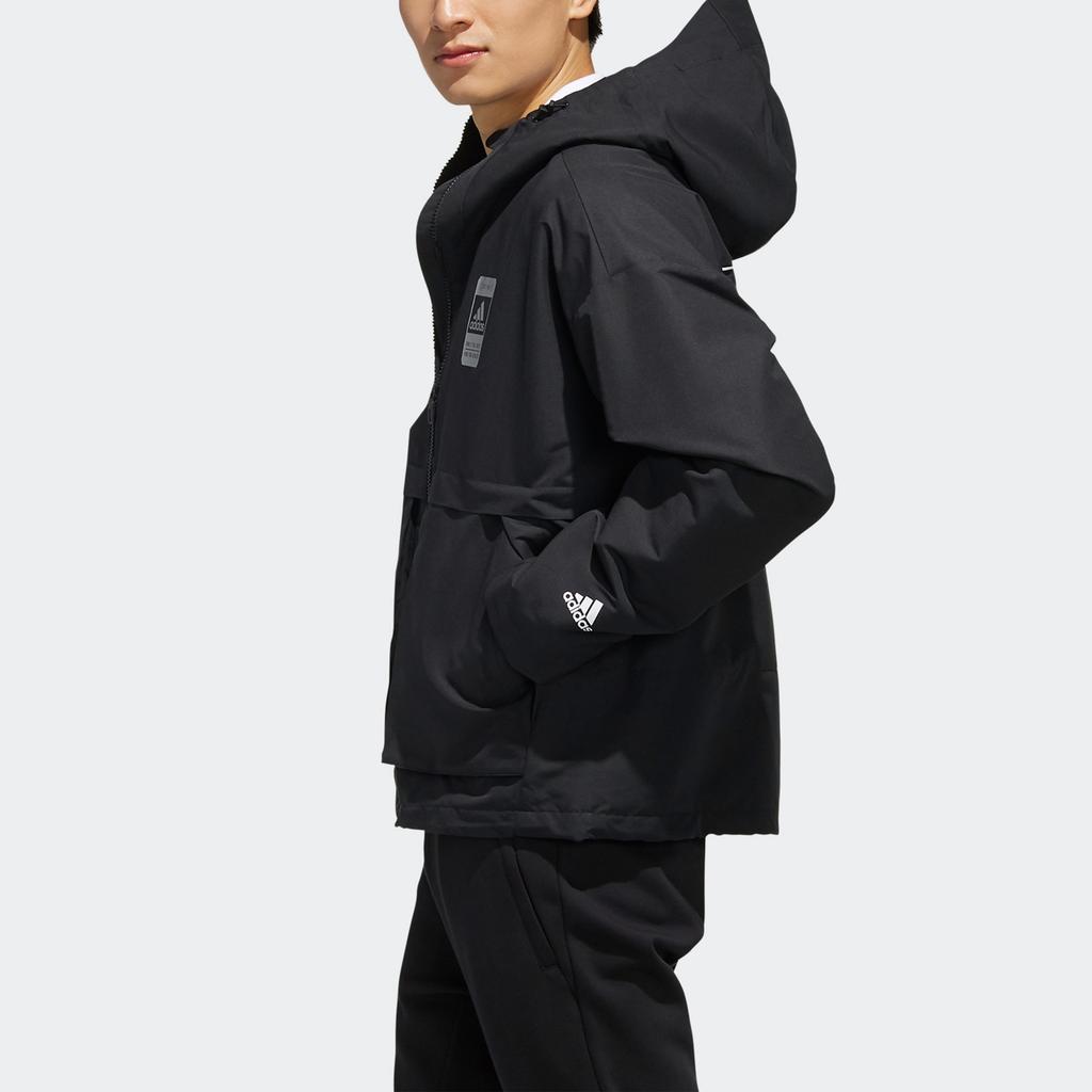 adidas Jackets Men's Black Hooded Moderate Mock Two Piece FJ0181