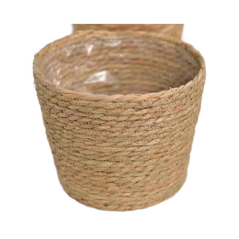 Nordic Rattan Jute Flower Basket - Indoor Tabletop Handmade Decorative Pot