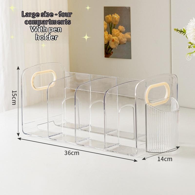 4-Fächer Klarer Acryl-Aktenordner Schreibtisch-Magazinhalter Mit Griff Für Büro Zuhause