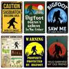 Vintage Bigfoot Crossing Metal Wall Decor, Warning Bigfoot Area, Tin Signs, Retro Decorative Stickers, Home Decor,  WY288