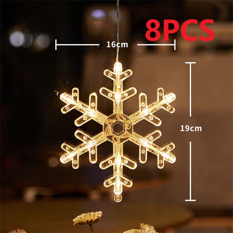 Christmas LED Light Snowflake Santa Hanging Sucker Lamp Window Ornaments Decoration for Home Xmas Navidad 2025 New Year Decor