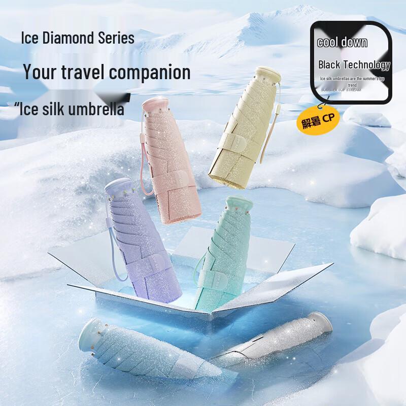 MAYDU Ice Diamond Cooling UV Protection Compact 5-Fold Automatic Sun/Rain Umbrella