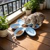 6 Grids Plastic Cat Food Bowl Flower Petal Shaped Multi Pet Food Bowls Non-Slip Reusable Cat Dishes for Indoor Kitten Puppy