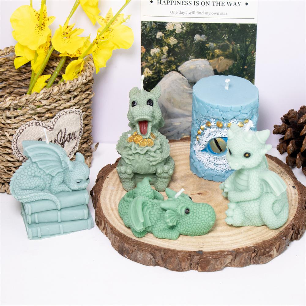 Silikonová forma na svíčky s drakem Sloup s dračím okem Forma na sádrové odlitky Roztomilý drak Silikonové formy na pryskyřici, epoxid, sádru, hlínu Dekorace do domácnosti