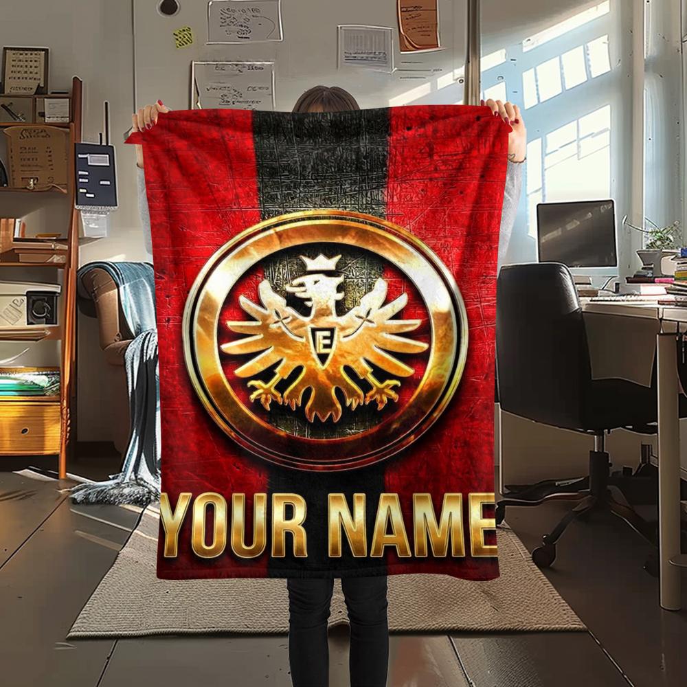 1 Stück Personalisierte Eintracht Frankfurt Muster Flanell Decke Geeignet für Alle Jahreszeiten für Heimdekoration Wärme und Komfort Geschenke Feiertagsgeschenk