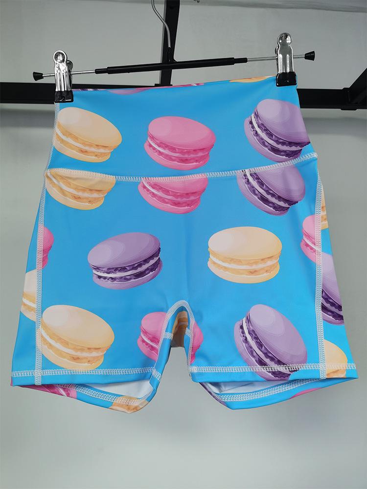 Strawberry Donut High-Waist Yoga Shorts - Women's Printed Fitness & Sportswear.