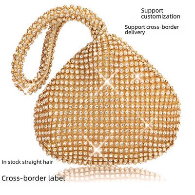 Borsa a mano rotonda da sera da donna in stile coreano con decorazioni di diamanti