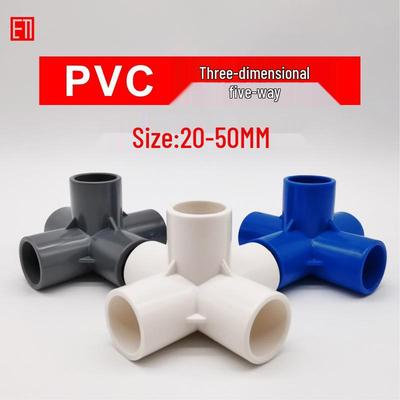 PVC 3D 5 Yönlü İskele Köşe Bağlantı Elemanı, 20-50mm (1/2", 3/4", 1") Plastik Su Temin Bağlantı Parçaları