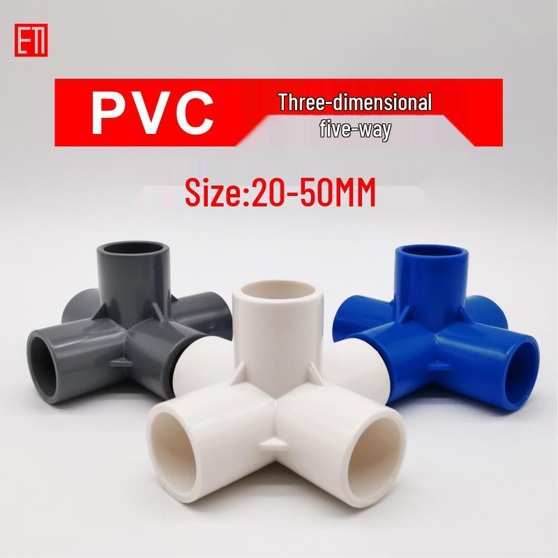 PVC 3D 5cestná rohová spojka pro lešení, 20-50 mm (1/2", 3/4", 1") Plastové vodovodní tvarovky