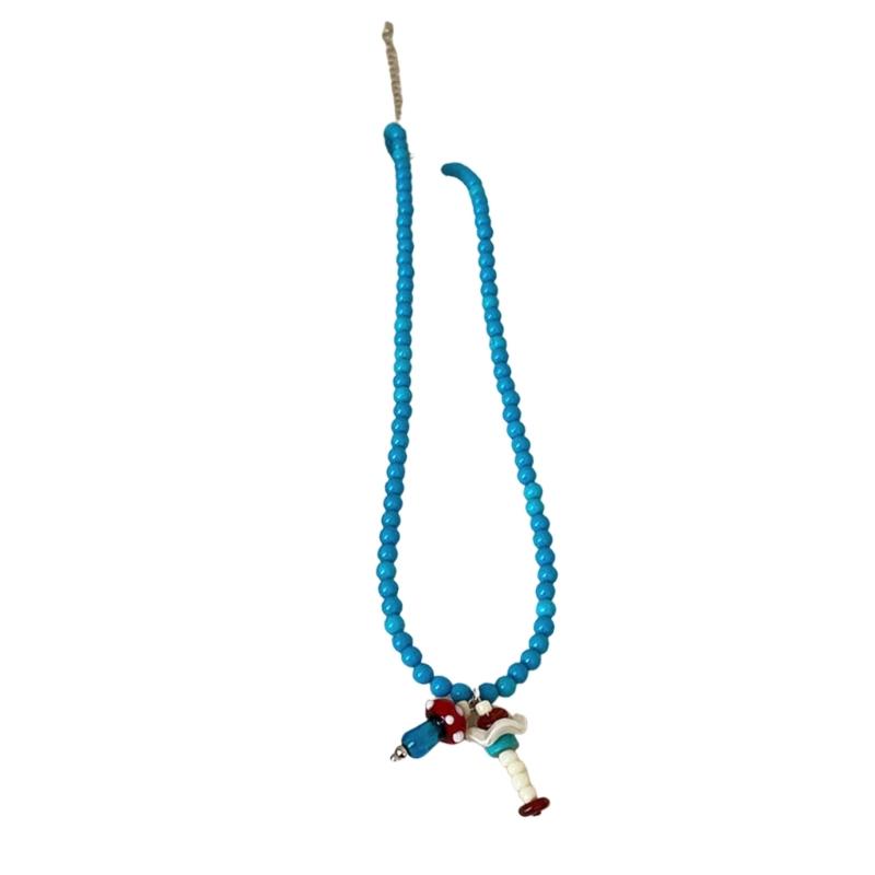 Vibrant Mushroom/Fish Beaded Necklace Casual Party Wear Clavicle Chain Stylish Accessory For Teens Ladies