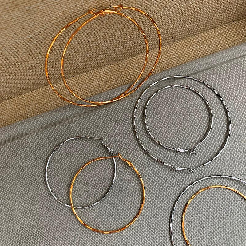 Gold plain ring earrings exaggerated atmosphere earrings simple circle earrings