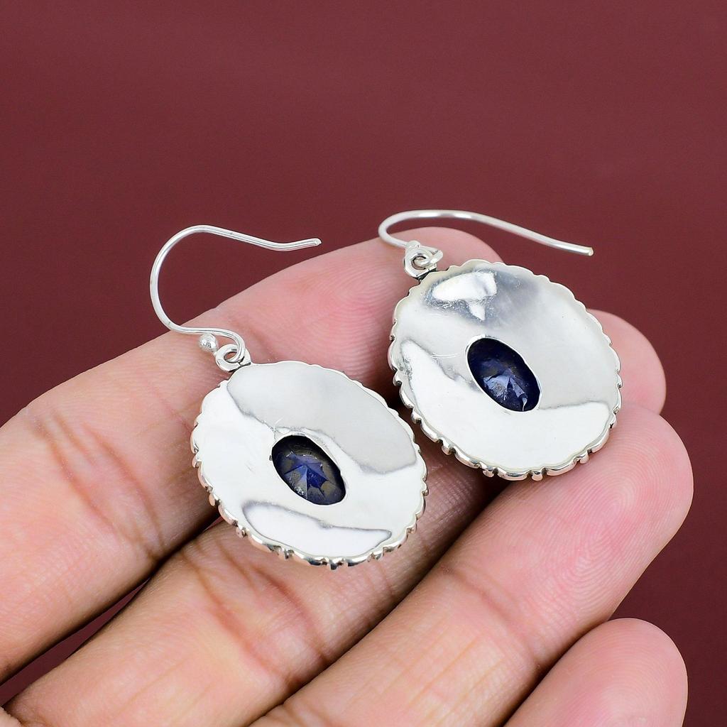Faceted Blue Sapphire Earring Gemstone Earrings Very Pretty Vintage Jewelry 925 Sterling Silver Earring Handmade Earring Anniversary Gifts