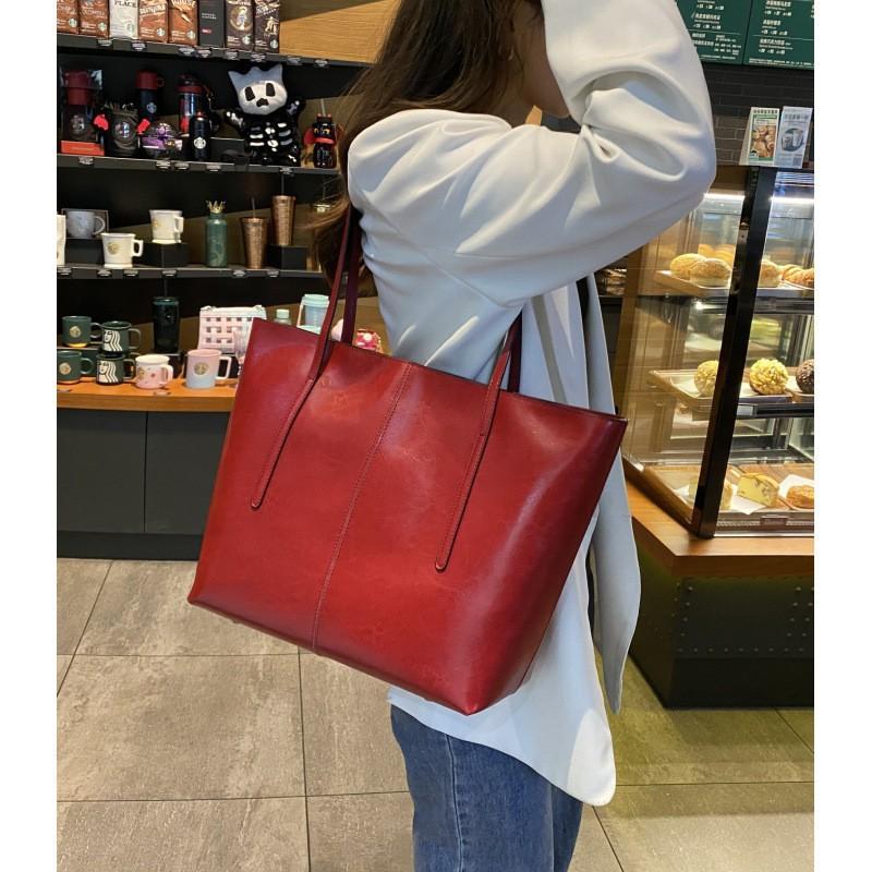 Factory Leather Large-capacity Commuting Fashionable Tote Bag Women's Cowhide Portable One-shoulder Cross-body Underarm