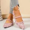 Women's Net Ballet Flats Fashion Sweet Pointed Head Mary Jane Shoes for Women