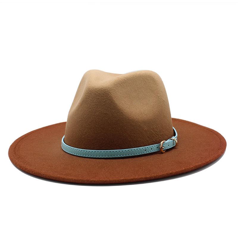 British Wind Season Big Eaves Hat Men And Women Spray Paint Gradual Change Color Jazz Woolen Hat