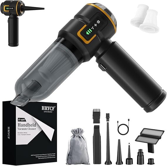 Handheld Vacuum,Car Vacuum Cleaner,4-in-1 20000PA High Power Portable Rechargeable Vacuum Cleaner with Brushless Motor, Small Ha
