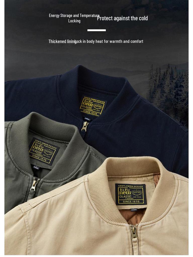 Men's Military-Style Cotton Padded Flight Jacket - Retro Casual Workwear for Autumn/Winter
