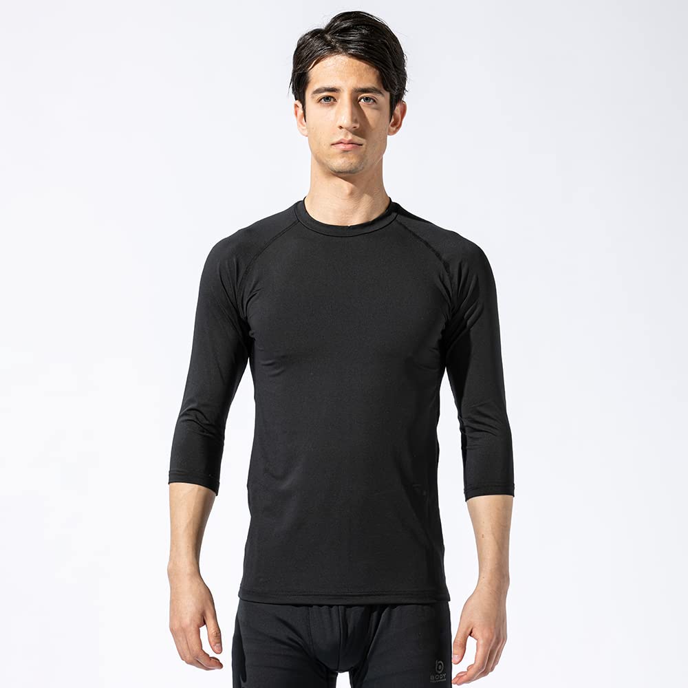 Otafuku Glove Summer Round Neck UV Size S Men's Innerwear, 3/4 Sleeves, [Cooling, Sweat-Wicking, Quick-Drying, Deodorizing, Compression, Protection]