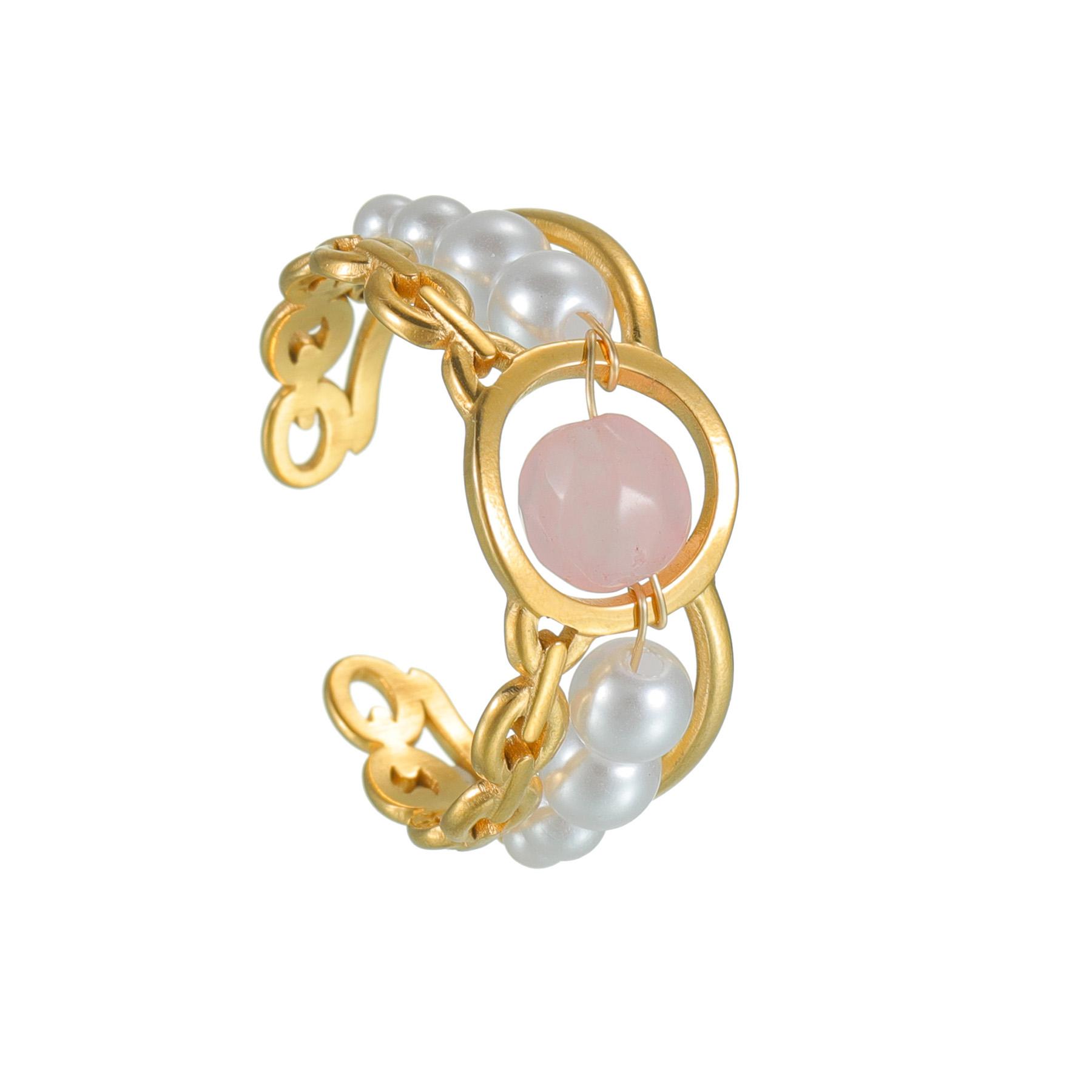 

Atoztide Fashion Imitation Pearl Open Ring For Women Stainless Steel Colorful Bead Adjustable Finger Ring Christmas Jewelry Gift