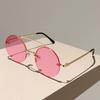 Vintage Round Sunglasses Men  New Fashion Rimless Double Bridge Shades Women Retro Trendy Brand Design Sun Glasses
