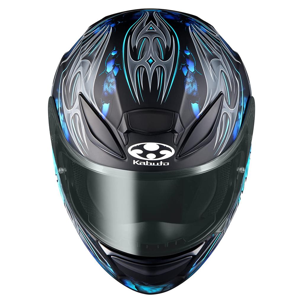 OGK Kabuto SHUMA FLAME Motorcycle Flat Size 2086224 Helmet, Black/Blue, M,