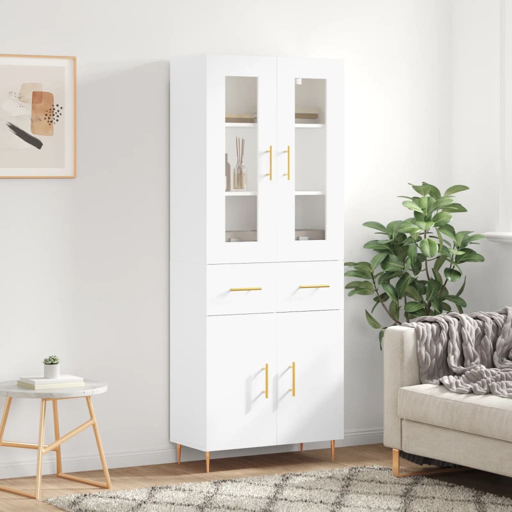 Vidaxl Vitrina, Blanca, 69,5X34X180 Cm, Material Derivado de la Madera