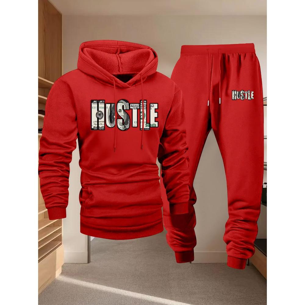 Pattern Printed Hooded Sweatshirt Men's Suit Versatile Sports Pants Hip Hop Street Casual Sports Trend Two Piece Set