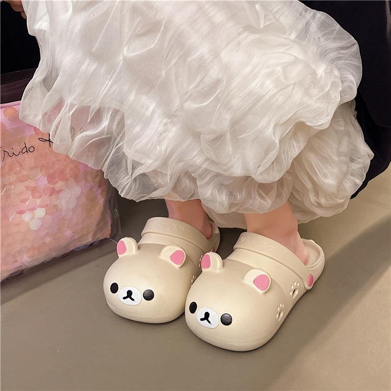 

Women s Rilakkuma Bear Clogs Convertible Sandals with Cute 3D Design for Summer Casual Wear 41 бежевий