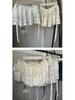 French Sweet Lace Panty Skirt: Women's Layered Slimming Skirt with White Lace Hem, Fake Two-Piece Design