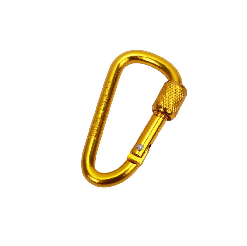 D-Shaped Locking Aluminum Carabiner No. 6 with Keyring for Backpack and Rope
