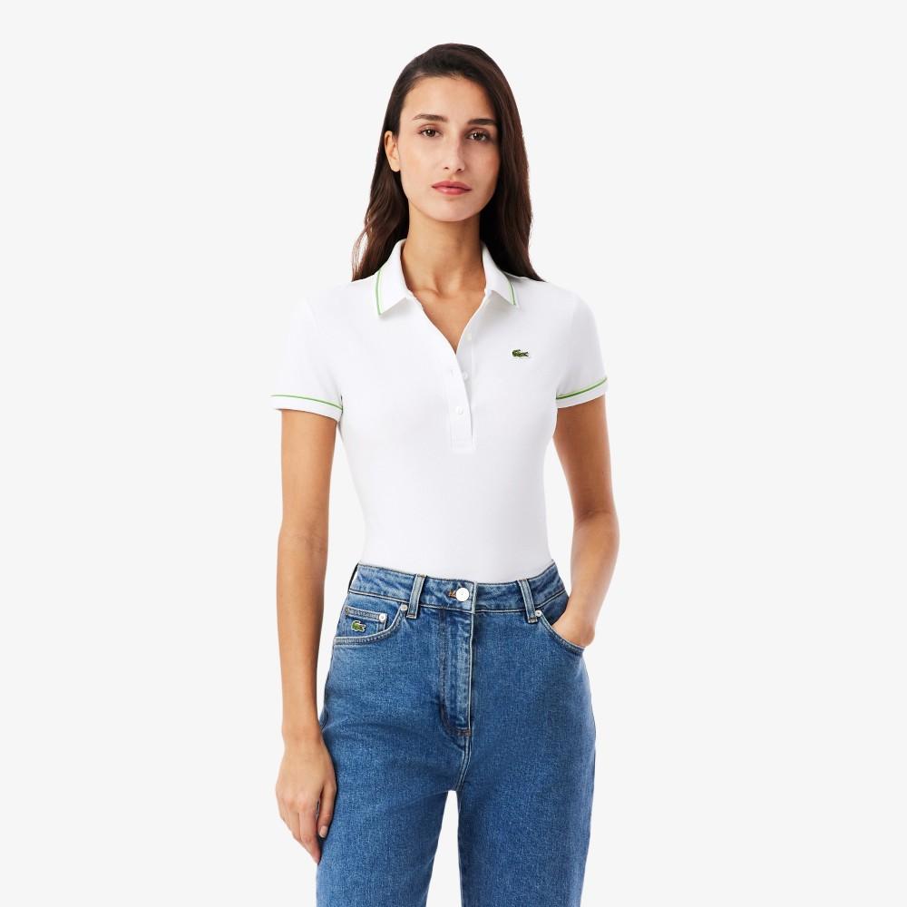 Lacoste Women's Slim Fit Piping Detail Polo Shirt DF5284-56G3SM