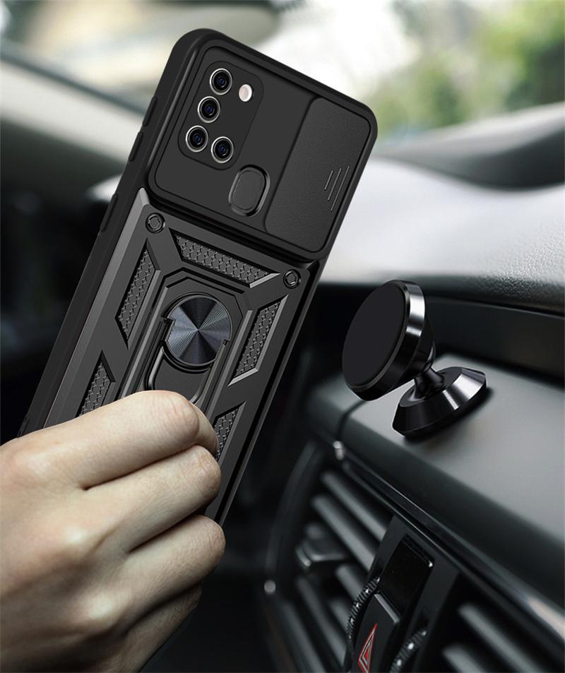 For Samsung Galaxy A21S 6.5 Case Luxury Car Magnetic Ring Armor Phone Cases for Samsung A21S A217F A 21S A21 S  Back Cover