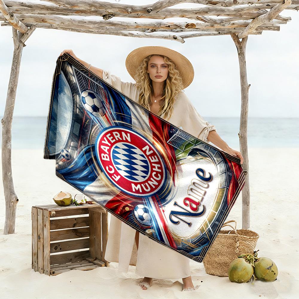 Bayern Munich Fan Gear Personalized Name Beach Towel Super Soft Microfiber Quickdry Fabric Suitable for Swimming Gym Camping Yoga Vacation