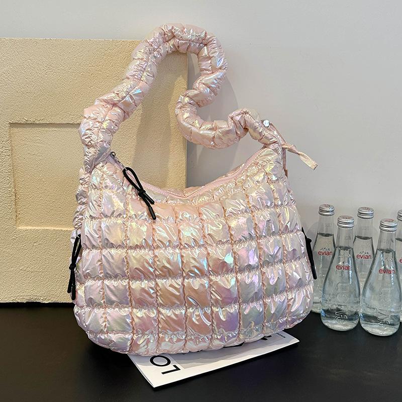 Autumn and winter nylon cloth down bag women's 2025 new trendy diamond tote bag casual large-capacity shoulder messenger bag