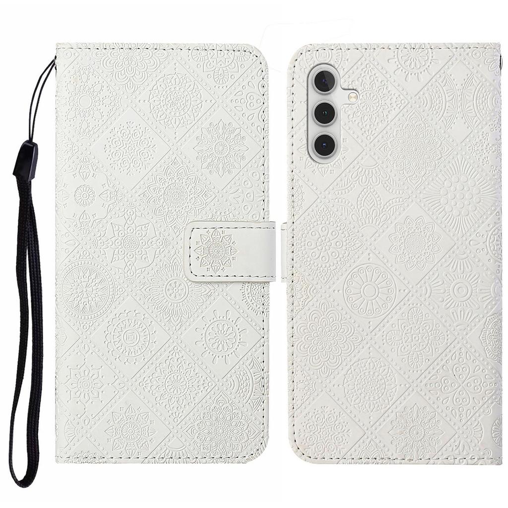 For Samsung Galaxy S25 FE Case Leather Case Ethnic Style Wallet Phone Cover with Strap