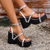 Fashion Designer Summer Chunky Women Sandals Fashion Open Toe Platform Wedges Heel Shoes Ladies Outdoor Dress Gladiator Pumps