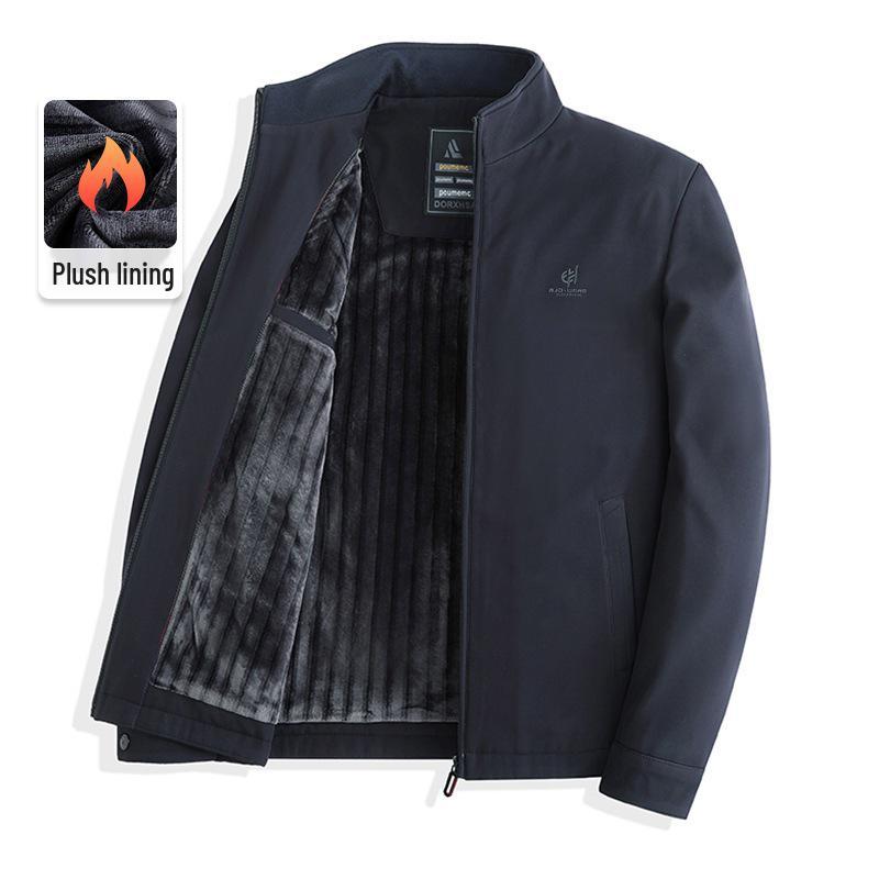 Men's Plus Velvet Thickened Cotton Jacket for Autumn/Winter – Warm Lapel Coat for Middle-Aged and Elderly