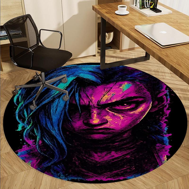 Jinx Pattern Round Rug, Indoor/Outdoor Mat, for Picnic, Gameroom, Bedroom, Office, Living Room, Home Decor Carpet, Birthday Gift