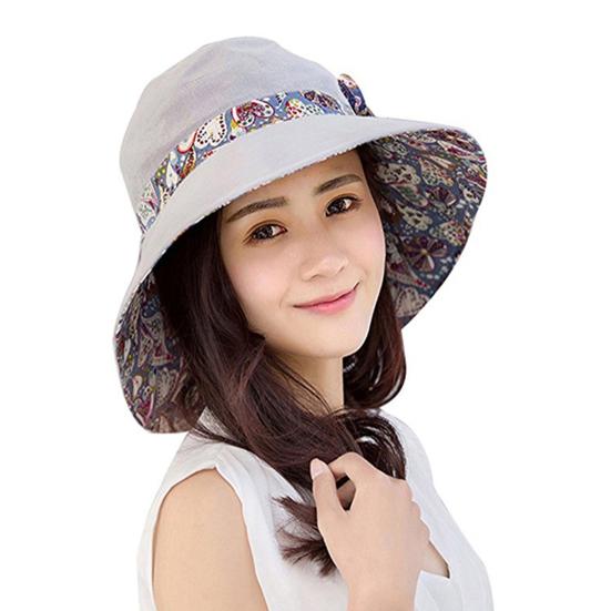 Hat Foldable Breathable Cotton Reversible Foldable Cap for Summer