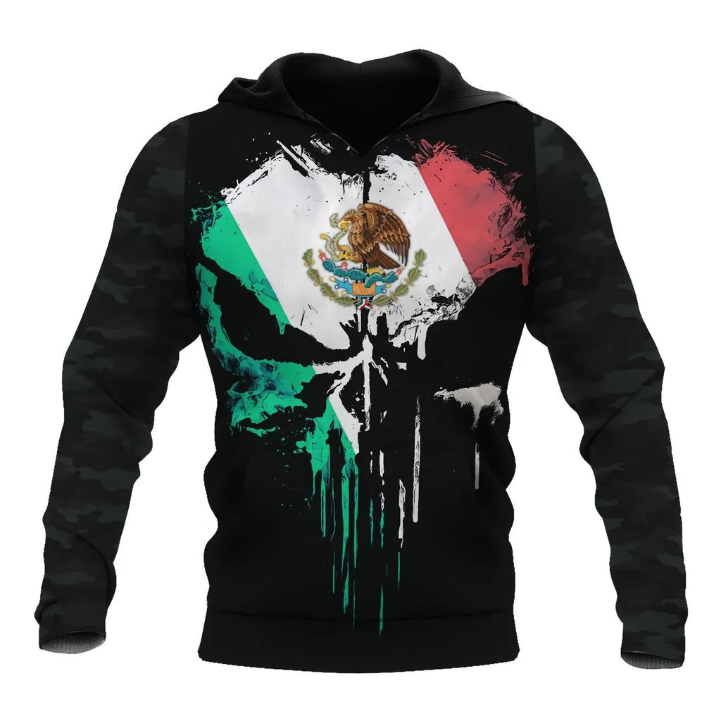 2025 Europe, America, Europe and America men's sweater Mexico logo boys sweater 3D printing autumn and winter hooded sweater