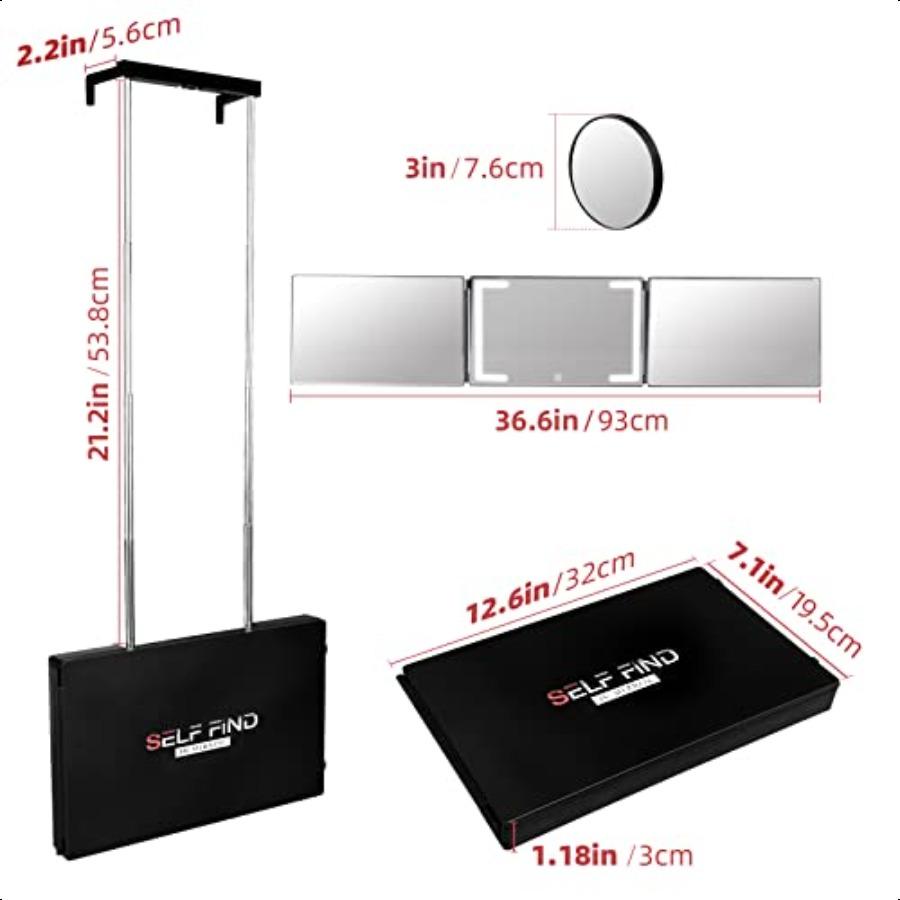 

Зеркало Self Find3 Way для самостоятельной стрижки волос с кольцевой лампой Перезаряжаемое зеркало 360 для парикмахерских инструментов с подсветкой и регулировкой высоты United States