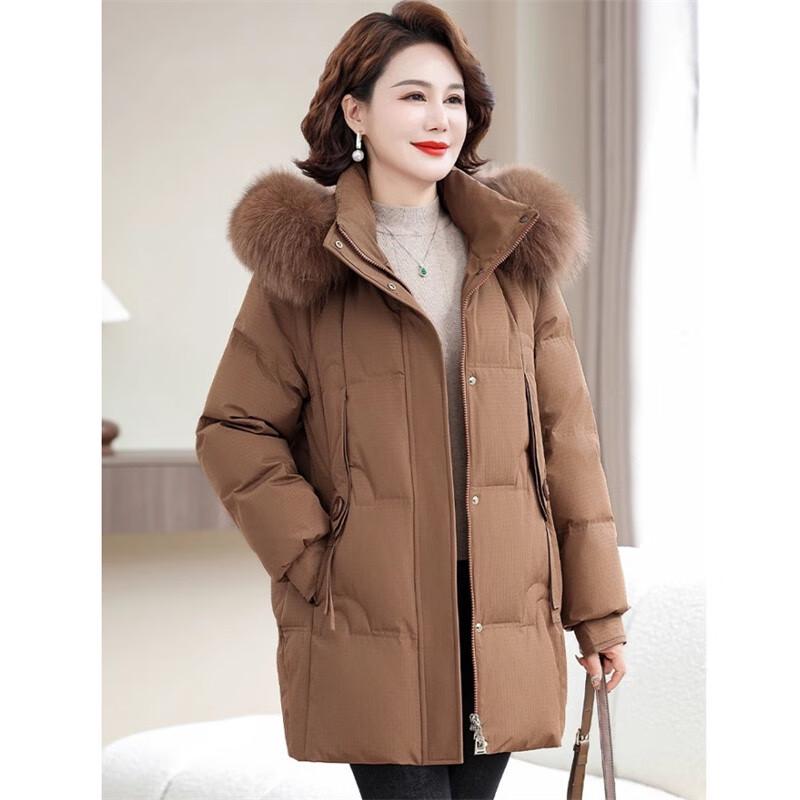 XueZhongFei 2024 Women's Fox Fur Duck Down Puffer Jacket