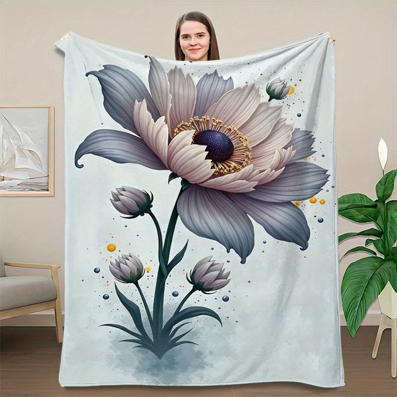 

1pc Morandi color floral pattern blanket polyester fabric machine washable suitable for bedroom and living room decoration 75x100cm