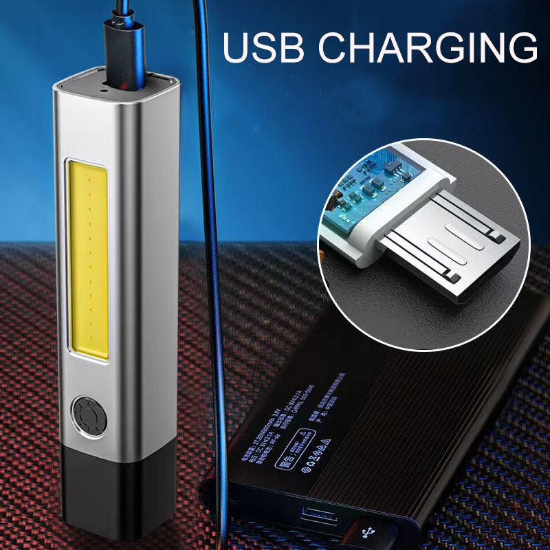 Portable COB Mini Stepless Dimming Flashlight USB Rechargeable Torch Cycling Camping Waterproof Light