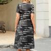 Ladies' Striped Printed Casual and Fashionable Short Sleeved Round Neck Dress