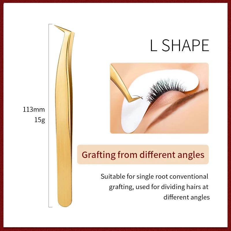 1PC Gold Stainless Steel Precision Curved Tip Tweezers,Professional Eyelash Extension Applicator Lash Makeup Supplies