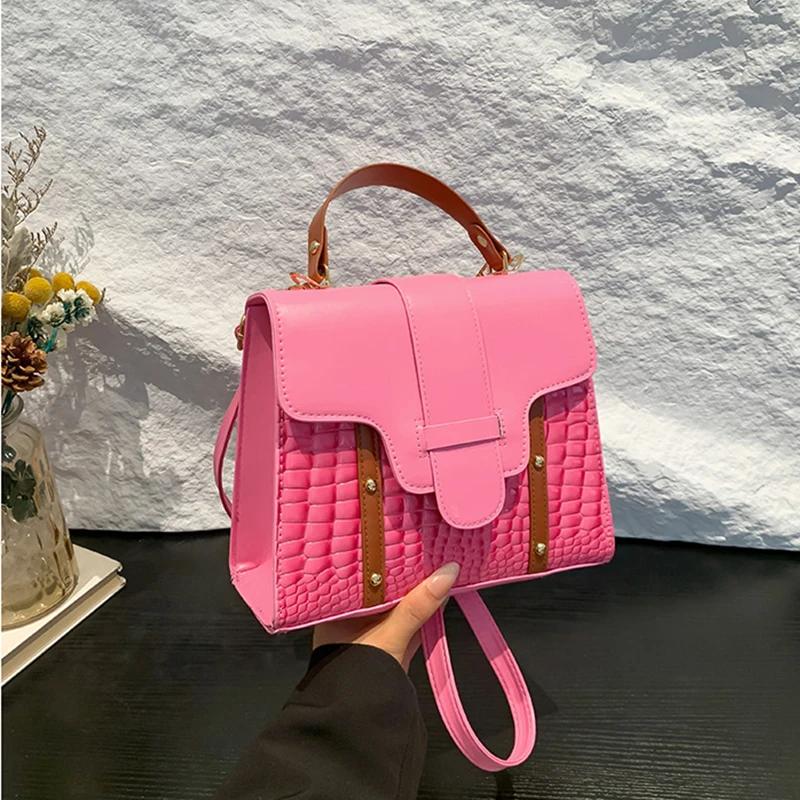 Stone Pattern Rivet Handheld Bag  Versatile Crossbody Bag  One Shoulder  Elegant and High-end  New