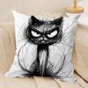 Whimsical Cat Art Cushion Cover Silky Short Plush Invisible Zipper Dustproof Sofa Pillow Case For Home Decor