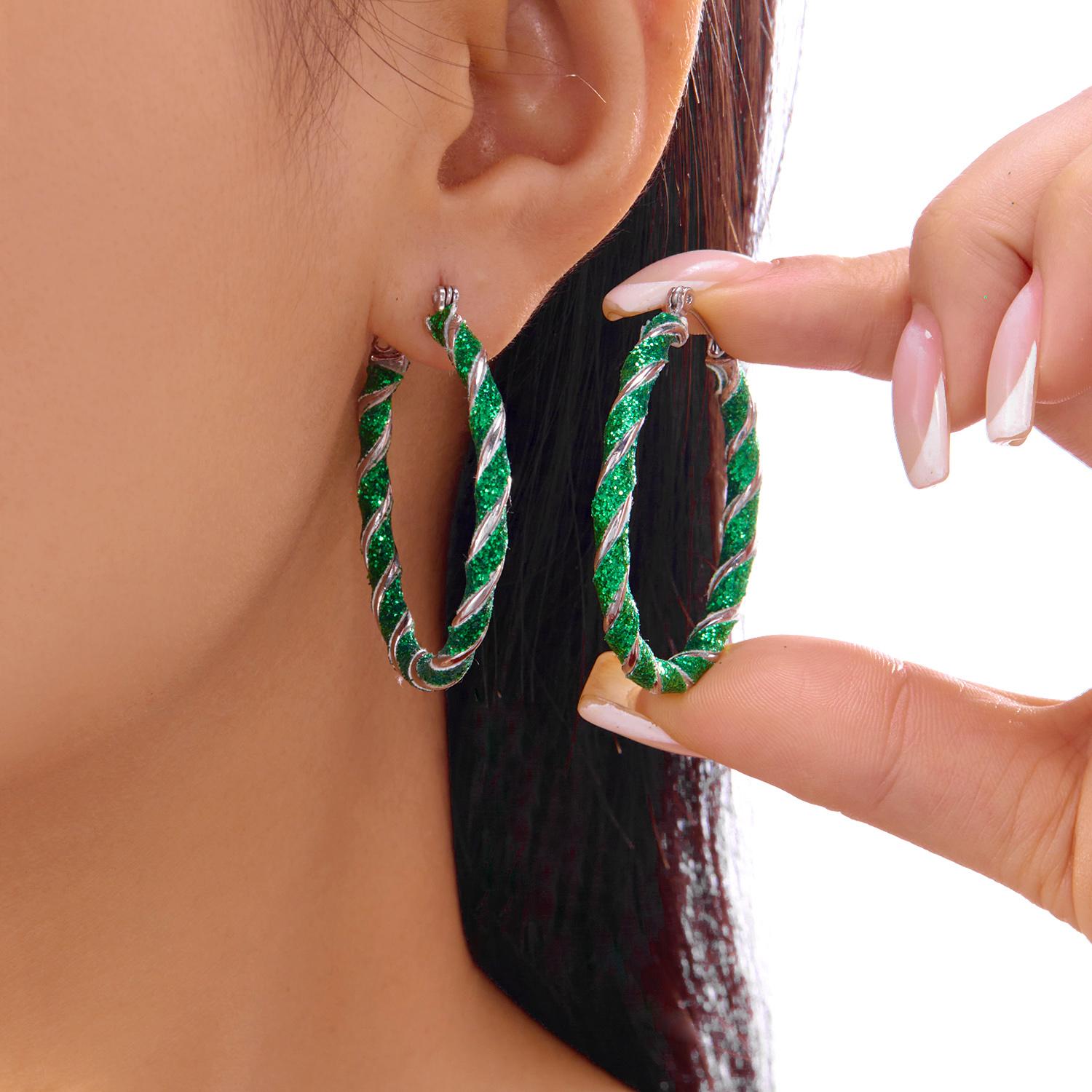 

Classic Minimalist Twisted Circle Hoop Earrings for Women Christmas Colorful Big Round Loop Earrings Holiday Party Jewelry Gifts